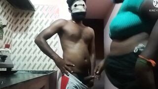 Tamil ex-wife kitchen sex night time standing position sex