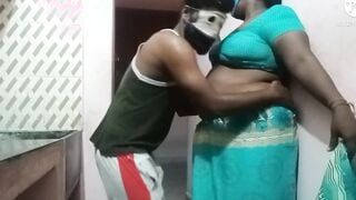 Tamil ex-wife kitchen sex night time standing position sex