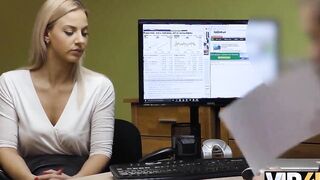 VIP4K. Lack of cash motivates cougar to sell vagina to the bank clerk
