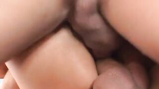 Blonde cunt with mouth into blue skirt fucks herself up the butt with a toy