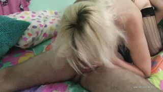 Galas blonde cougar blows and fucks rough penis