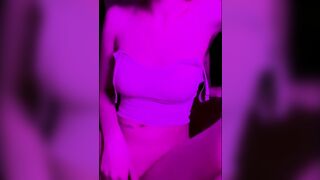 step Sister into orange lingerie decided to masturbate at night and insert a huge toy inside