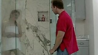 Hubby finds wifey inside shower and fucks her