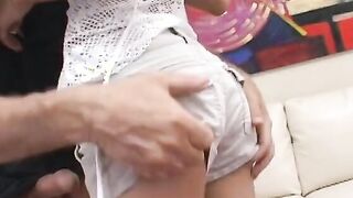 sexy Mexican bimbos likes to drink all drops of cum after sex with mature biker