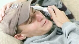 Bro pretends he is a camgirl scout and ends up fucking blone hot on the sofa