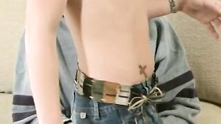 Bro pretends he is a camgirl scout and ends up fucking blone hot on the sofa