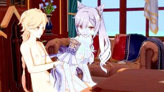 Genshin Impact Cartoon - Aether x Ganyu Fellatio and boned - Japanese eastern Manga Cartoon Game Porn