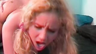 hot, thick blonde takes a vibrator and a rough penis inside her vagina