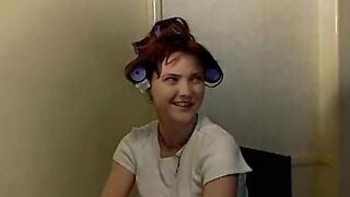 Dude rams ginger on leather couch