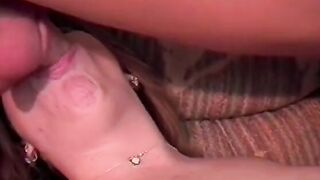 Bimbo blows guy's dick and nuts while ebony bro fucks her rough