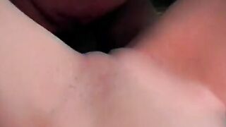 Bimbo blows guy's dick and nuts while ebony bro fucks her rough