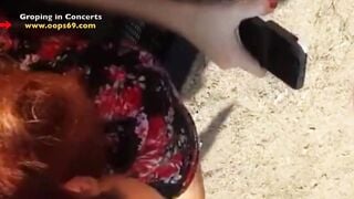 Mature man Stuck and Groping mom's huge Butt into Music Concert into Mexico