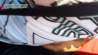 Mature man Stuck and Groping mom's huge Butt into Music Concert into Mexico