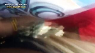 Mature man Stuck and Groping mom's huge Butt into Music Concert into Mexico