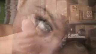 Blonde babe deep throats big cock