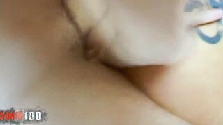 Insane 3 way with hispanic Beauty Carla Cruz with crazy sexy facial jizzed