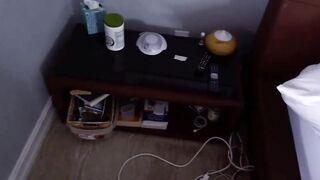 Dad sneaks in step daughter's room while she is dreaming
