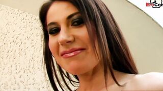Dark Hair long melons cougar gets anal 3 way sandwich mmf