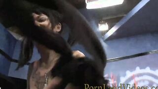 Punk dark haired barely legal inside tights with tattoos banged!