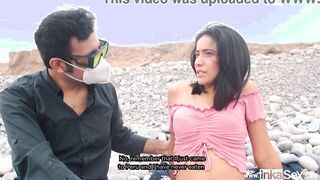 Thin Venezuelan sluts is caught on the beach by Peruvian man who takes her to his apartment