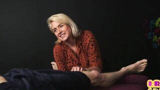 CFNM amateur inked mom blows and wanks rough cock