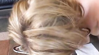 Nasty blonde gets double penetrated and cummed during 3some