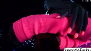Samantha Saint gets off inside this irresistible Bae ebony light solo
