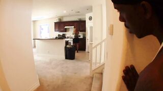 Big Boobed mom banged! inside the kitchen and on the stairs by her african stepson - Melanie Monroe