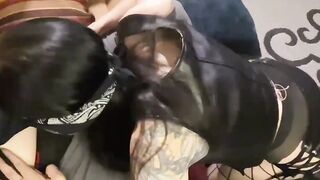 I got so turned on by his cock getting rough into my mouth, I had to take care of myself before I finished him.. blindfolded