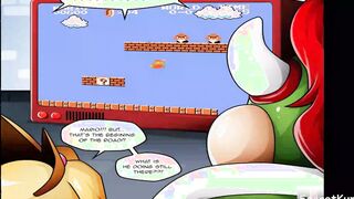Beautiful Mario Princess Peach Pt. one - The Princess is being boned into the butt by Bowser while Mario is fighting to got to her || Anime Comic Parody Porn xxx