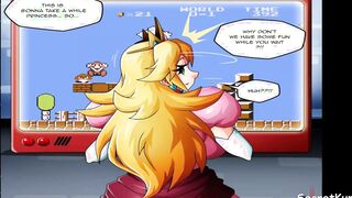 Beautiful Mario Princess Peach Pt. one - The Princess is being boned into the butt by Bowser while Mario is fighting to got to her || Anime Comic Parody Porn xxx