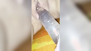 Barely Legal fucking her cunt with long toy