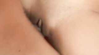 Ebony women looks up at him while sucking off on his long dick
