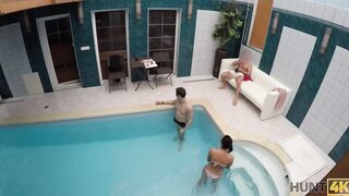 HUNT4K Tasty dark haired tastes cock of the owner of little spa zone