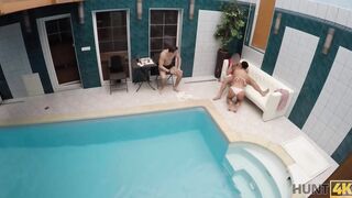 HUNT4K Tasty dark haired tastes cock of the owner of little spa zone