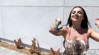BJRAW Huge tit inked dark hair slobbering on my penis and nuts