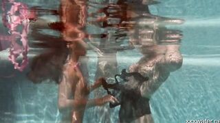 Swimming pool underwater hot babes Irina and Olla