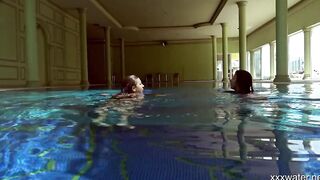 Swimming pool underwater hot babes Irina and Olla