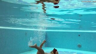 Vyvan Hill swims and gets naked naked into the swimming pool