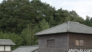 JAVHUB Adorable JAV hot blows and fucks 2 men outdoors
