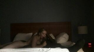 Irresistible white bitch blows and fucks