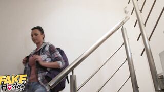 Fake Hostel Dark Haired Sexy Little Eliss Secretly Pounded by Room mate