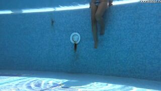 Chubby Bae Puzan Bruhova swims nude inside the pool