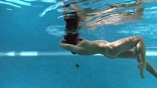 Chubby Bae Puzan Bruhova swims nude inside the pool
