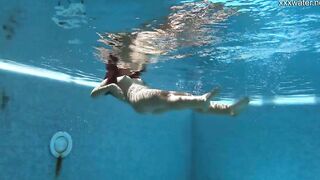 Chubby Bae Puzan Bruhova swims nude inside the pool