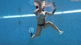 Chubby Bae Puzan Bruhova swims nude inside the pool
