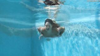 Chubby Bae Puzan Bruhova swims nude inside the pool