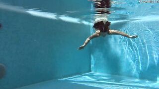 Chubby Bae Puzan Bruhova swims nude inside the pool