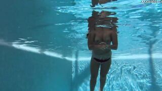 Chubby Bae Puzan Bruhova swims nude inside the pool