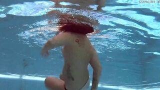 Chubby Bae Puzan Bruhova swims nude inside the pool